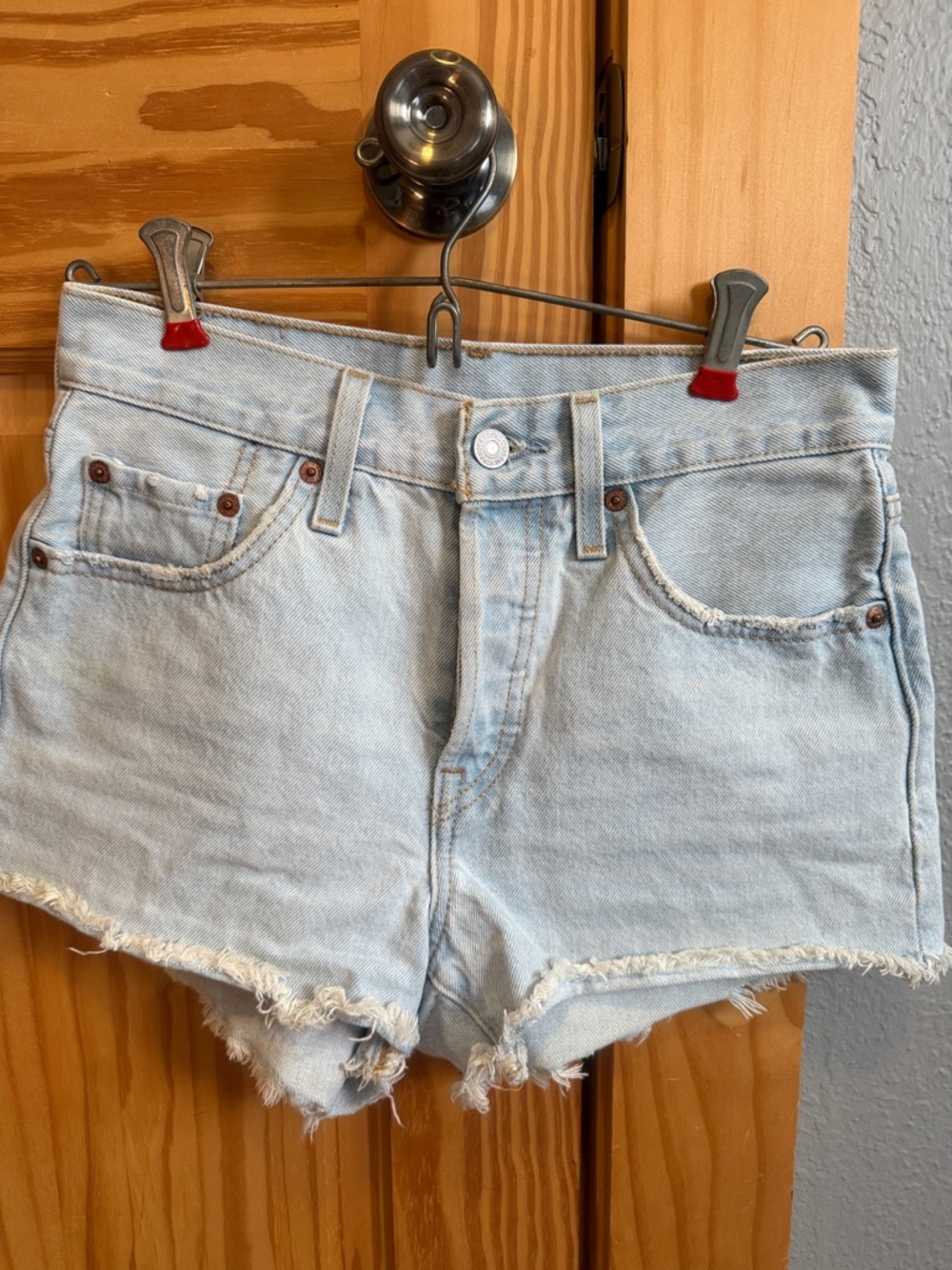 Levi's Light Wash Distressed Denim Cutoff Shorts